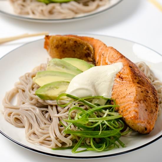 Crispy Salmon with Soba Noodle - Recipe photo by omnivorescookbook