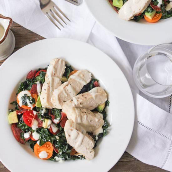 "Chicken Club" Kale Salad - Recipe photo by domesticateme