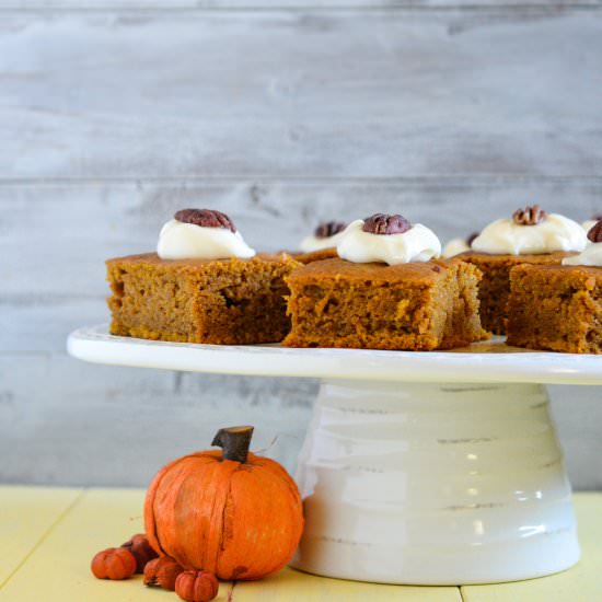 Pumpkin Bars - Recipe photo by peachesncreamblog