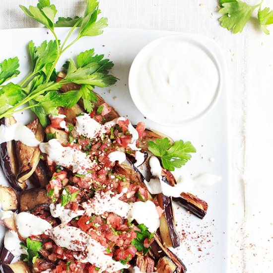 Fried Eggplant with Tahini Sauce - Recipe photo by FigandHoney