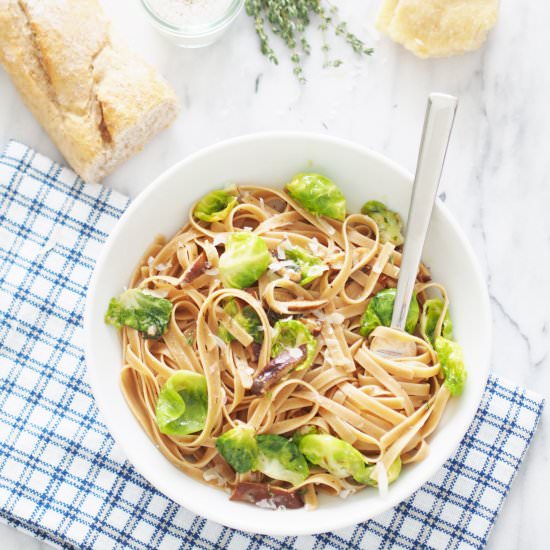 Fettuccine With Brussels Sprouts - Recipe photo by typicaldomesticbabe