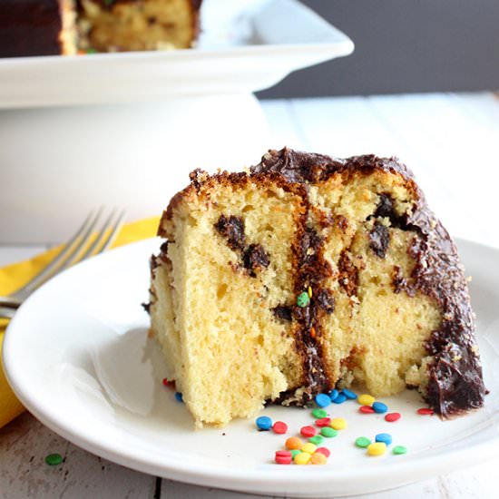 Chocolate Chip Cookie Surprise Cake - Recipe photo by simplegreenmoms