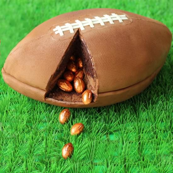 3-D Football Cake - Recipe photo by Hungry Happenings