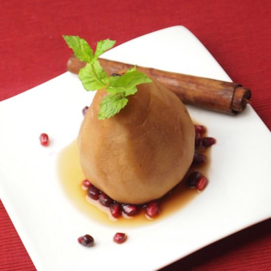 Pomegranate Poached Pears - Recipe photo by joyofkosher