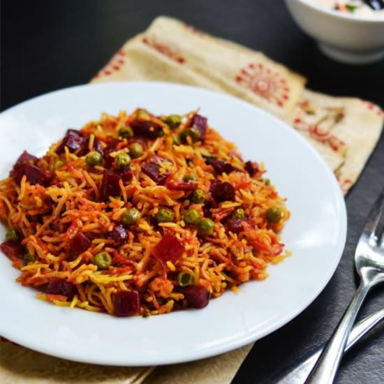 Beetroot Pulao - Recipe photo by Indian Khana