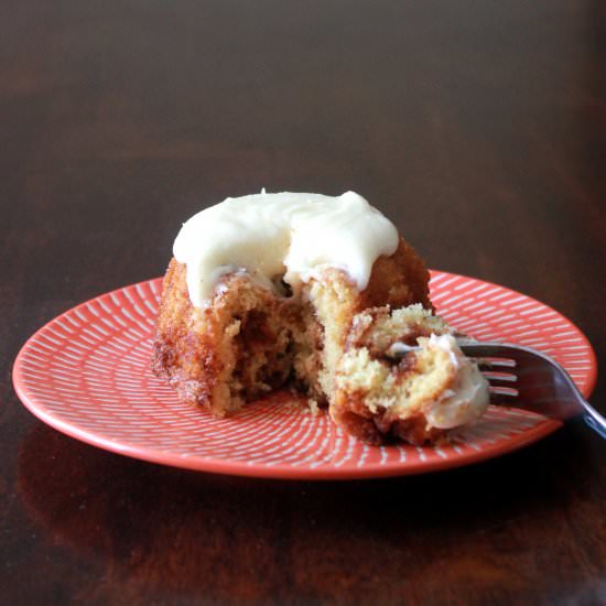 Mini Cinnamon Roll Cakes - Recipe photo by kitchentrialanderror