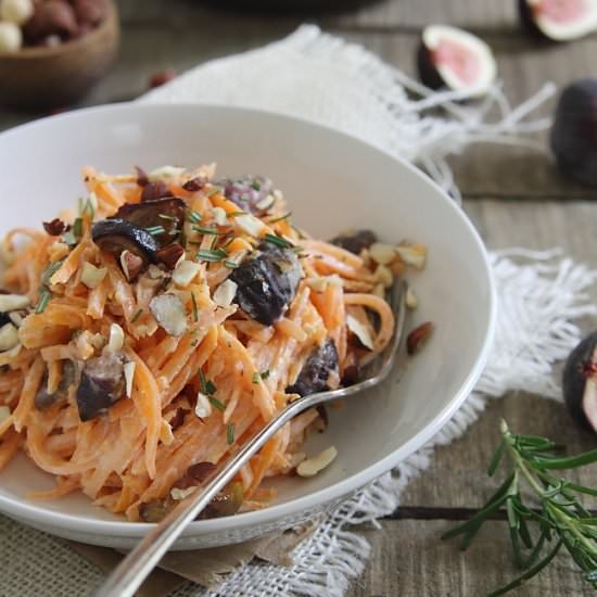 Goat Cheese Sweet Potato Noodles - Recipe photo by Running to the Kitchen