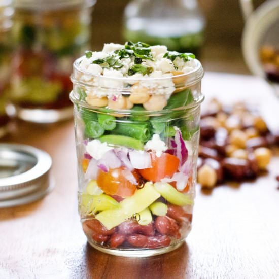 Layered Bean and Feta Salad Jars - Recipe photo by amykayskitchen