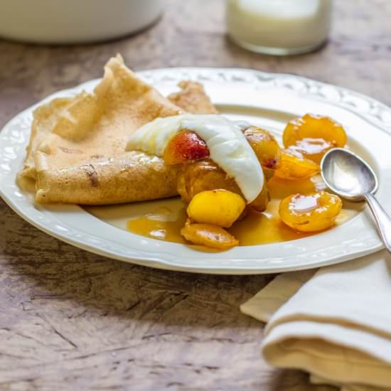Buckwheat Crepes with yellow plums - Recipe photo by lunchforone