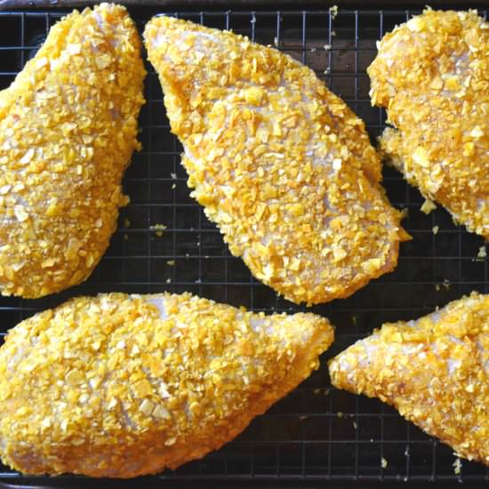 Plantain Crusted Chicken Breasts - Recipe photo by DelishDlites