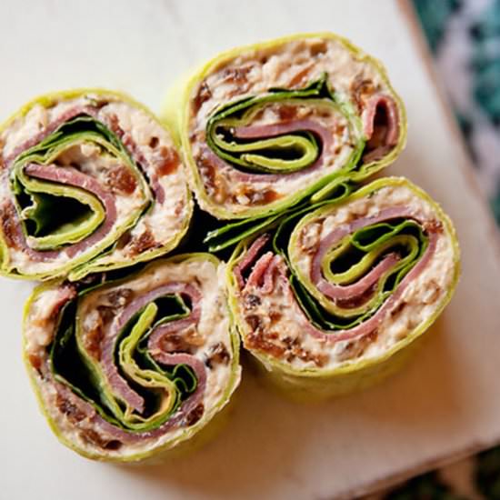 Pastrami & Caramelized Onion Wheels - Recipe photo by The Creative Bite