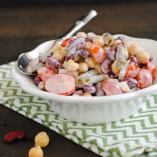 Three Bean Salad w/ Yogurt Dressing - Recipe photo by foxeslovelemons