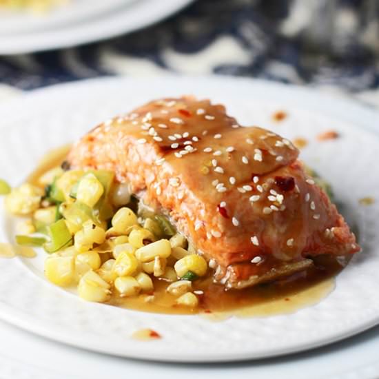 Honey Sesame Salmon - Recipe photo by cookingforkeeps