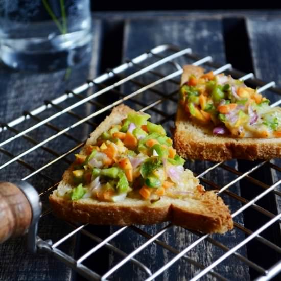 Vegetable Cheese Toast - Recipe photo by Harini123