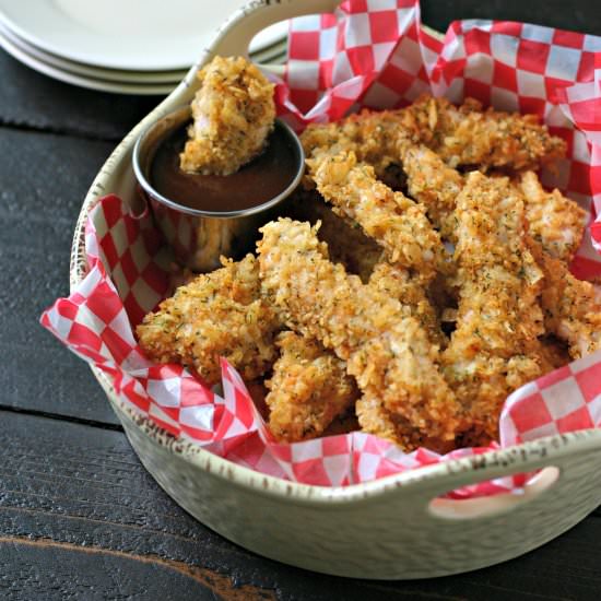 Potato Chip Crusted Chicken Fingers - Recipe photo by EverydayMaven