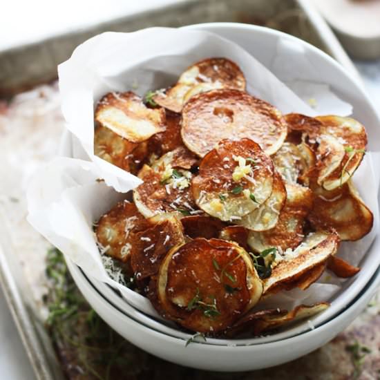 Crispy Baked Potato Chips - Recipe photo by cookingforkeeps