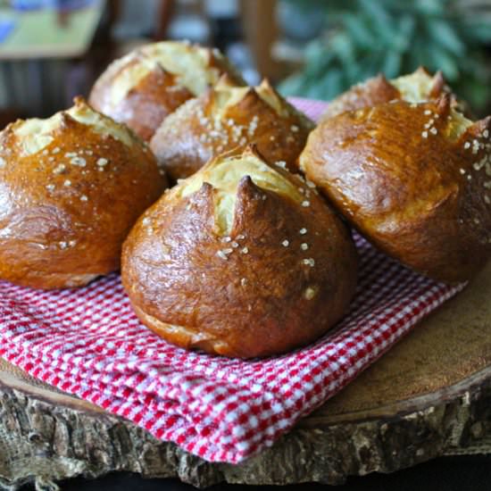 Pretzel Sandwich Buns - Recipe photo by Runcible Eats