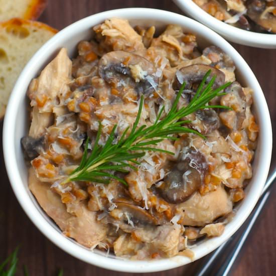 Chicken and Mushroom Farro Risotto - Recipe photo by fearlesshomemaker