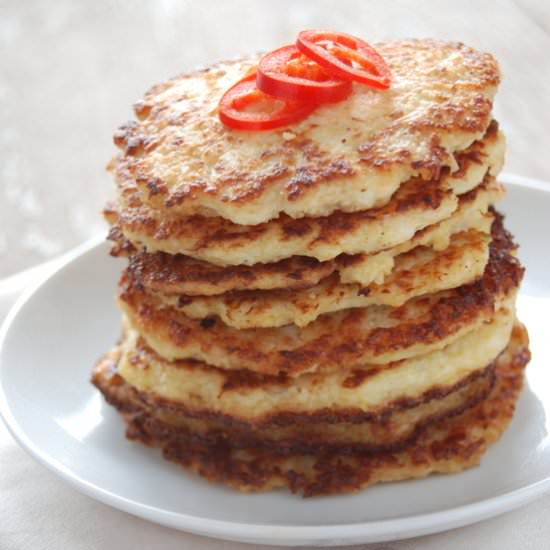 Savoury Cauliflower Pancakes - Recipe photo by Almost Bananas