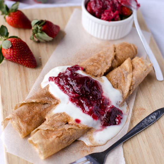 Strawberry Jam Donut Crepes - Recipe photo by Cafe Delites