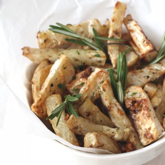 Garlic & Herb Celeriac Fries - Recipe photo by myfussyeater