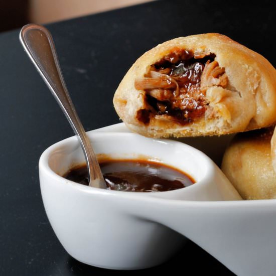 Whiskey Pulled Pork Pizza Puffs - Recipe photo by TheKitchenWhisperer
