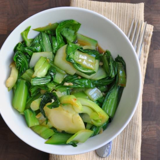Spicy Sesame Ginger Bok Choy - Recipe photo by PinchandSwirl