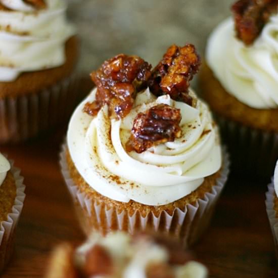 Pecan Pie Pumpkin Cupcakes - Recipe photo by yummycrumble