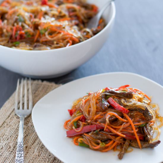 Funchoza salad with beef - Recipe photo by Delights of Culinaria