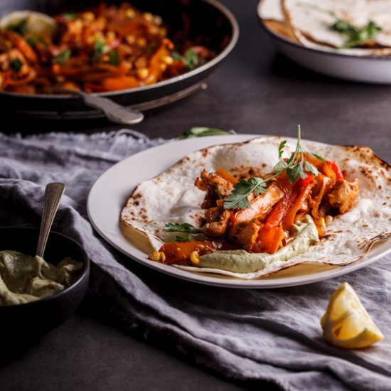 Chicken fajitas with roasted corn - Recipe photo by Simply Delicious