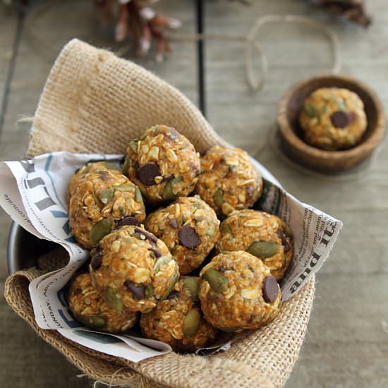 Pumpkin Spice Chocolate Chip Bites - Recipe photo by Running to the Kitchen