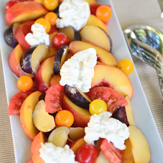 Stone Fruit & Burrata Salad - Recipe photo by winedinewander