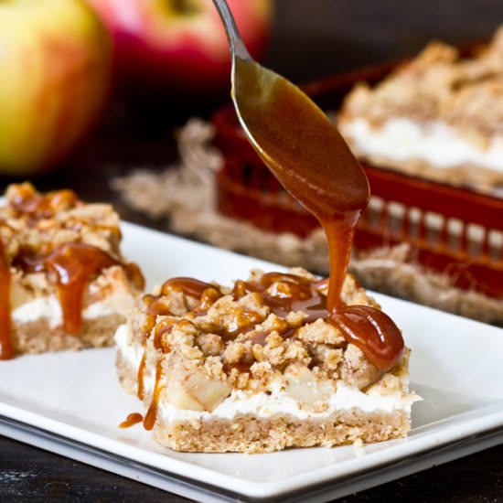 Caramel Apple Cheesecake bars - Recipe photo by Home Cooking Adventure