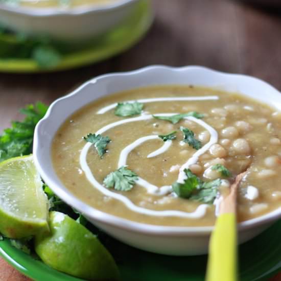 Spicy Vegetarian Chili Verde - Recipe photo by Kitchen Treaty