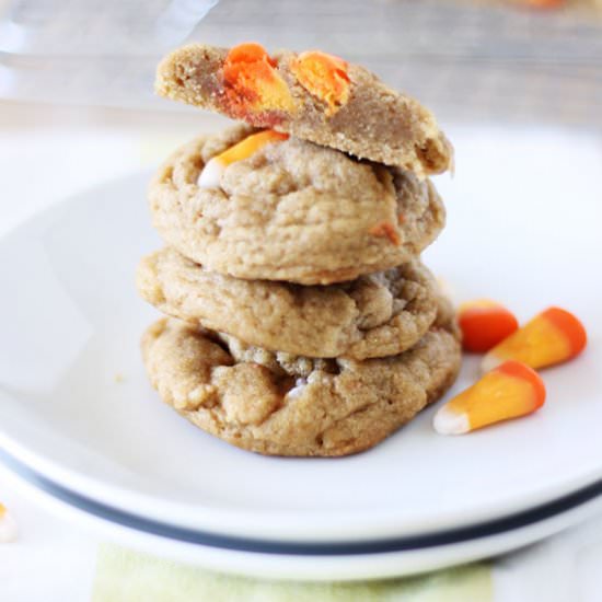 Pumpkin Spice Candy Corn Cookies - Recipe photo by savoringspoon
