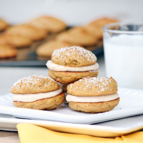 Stuffed Pumpkin Cookie Sandwiches - Recipe photo by FlapJacked