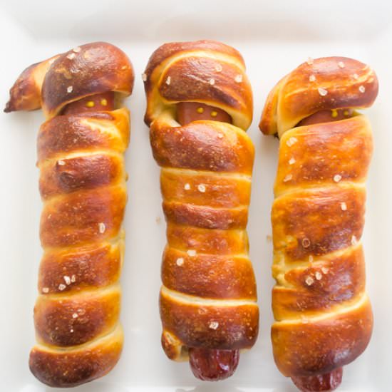Mummy Pretzel Dogs - Recipe photo by flavorthemoments