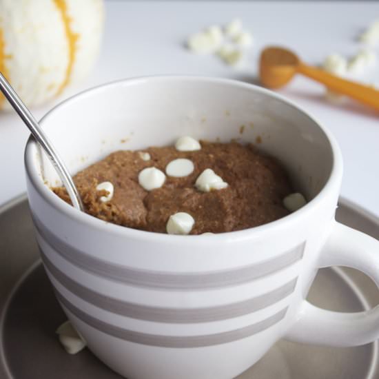 White Chocolate Pumpkin Mug Cake - Recipe photo by thealmondeater