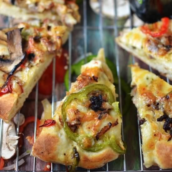 Meat Lovers Pepper Chipotle Pizza - Recipe photo by DIYfoodguy