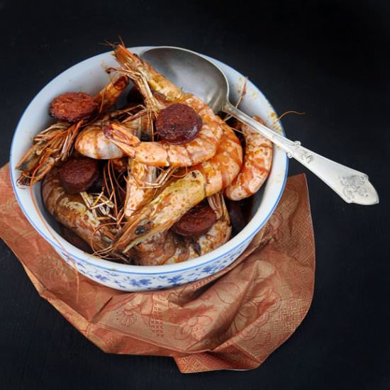 Fried Shrimps with Chorizo Sausage - Recipe photo by MeLia
