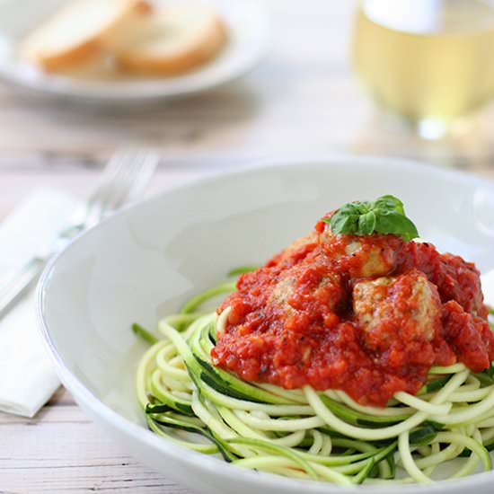 Zucchini Pasta and Turkey Meatballs - Recipe photo by RaisinandFig