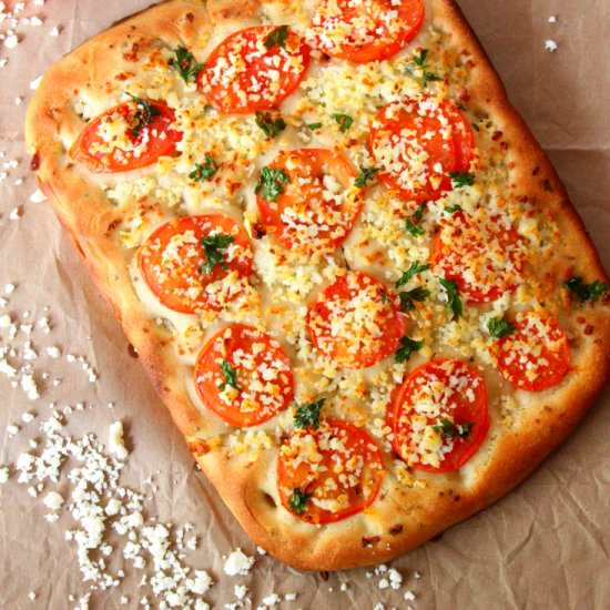 Tomato, Parsely & Paneer Focaccia - Recipe photo by Happy And Harried