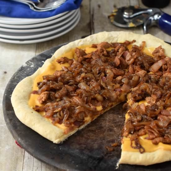 Beer Cheese Sauce Bacon Pizza - Recipe photo by simplejoy