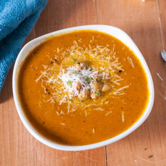 Roasted Carrot Soup with Chickpeas - Recipe photo by subscriptionmaven