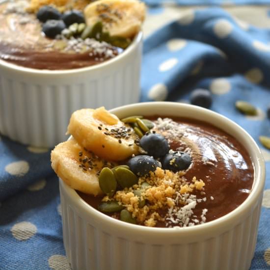 Creamy Raw Cacao Buckwheat Porridge - Recipe photo by yesiamvegan