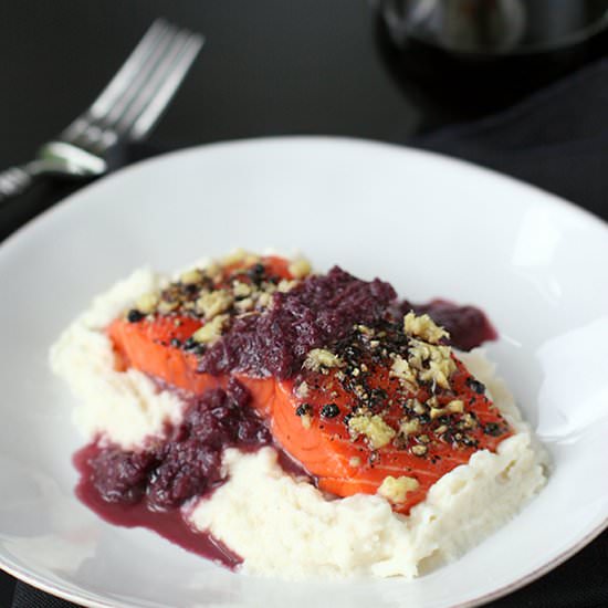 Roasted Salmon on Celery Root Puree - Recipe photo by RaisinandFig