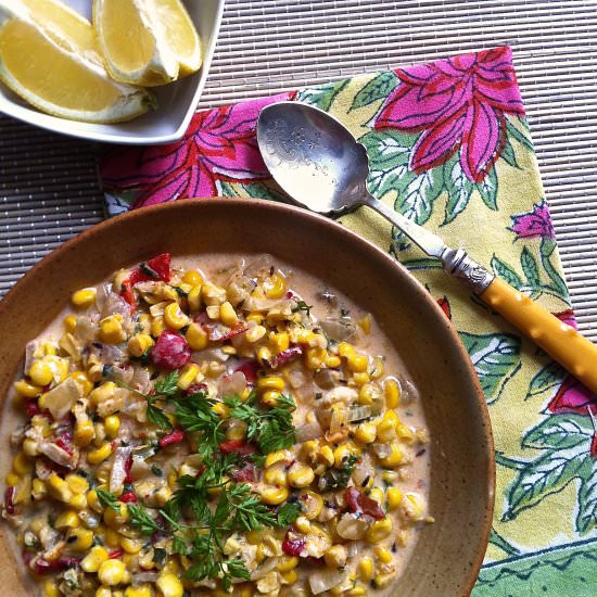Smoky, Spicy Roasted Corn Soup - Recipe photo by selmastable