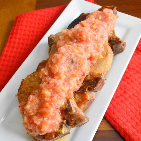 Seared Pork Chops with Fresh Salsa - Recipe photo by jeanieandluluskitchen