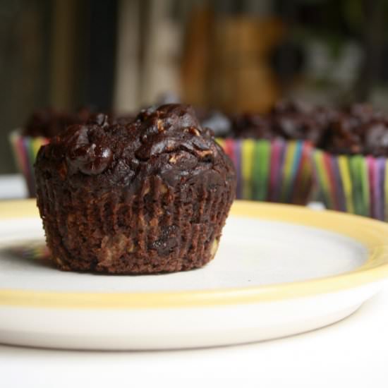 Double Chocolate Zucchini Muffins - Recipe photo by The Desserted Girl