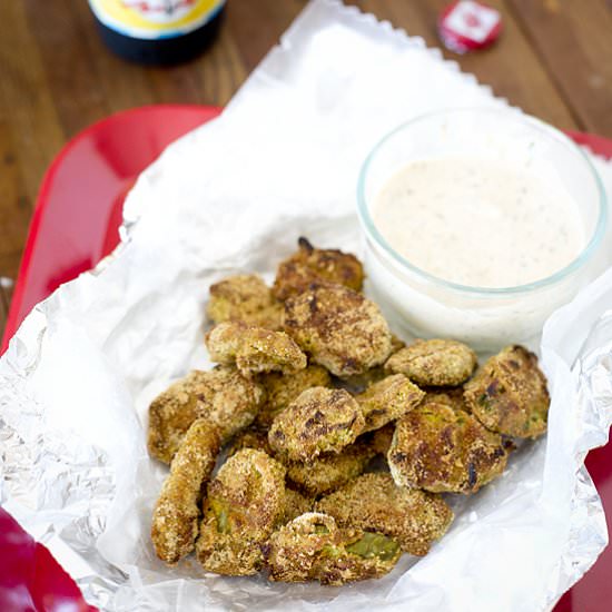 Vegan Gluten Free "Fried" Pickles - Recipe photo by OurFourForks